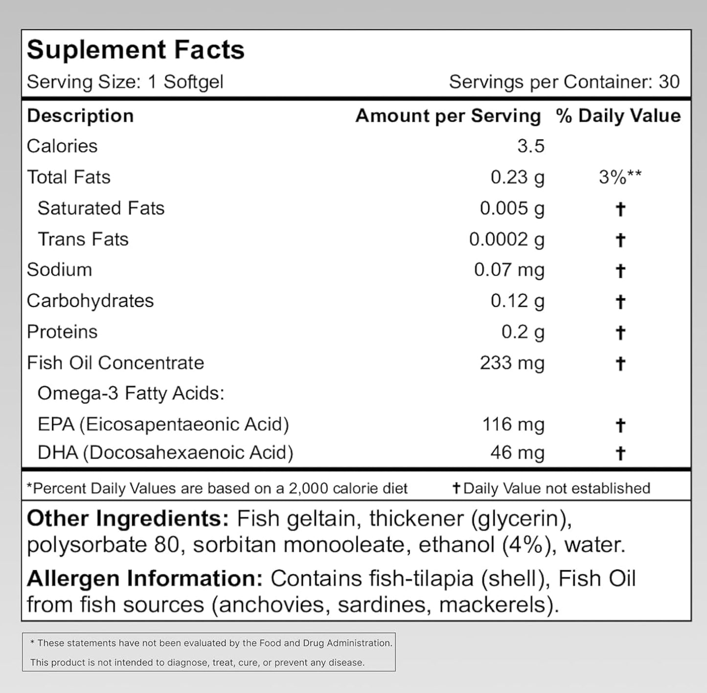 Nanotechnology Enhanced Granagard Omega-3 Fish Oil Supplements for Heart Health - 60 Easy Swallow Softgels for Men and Women