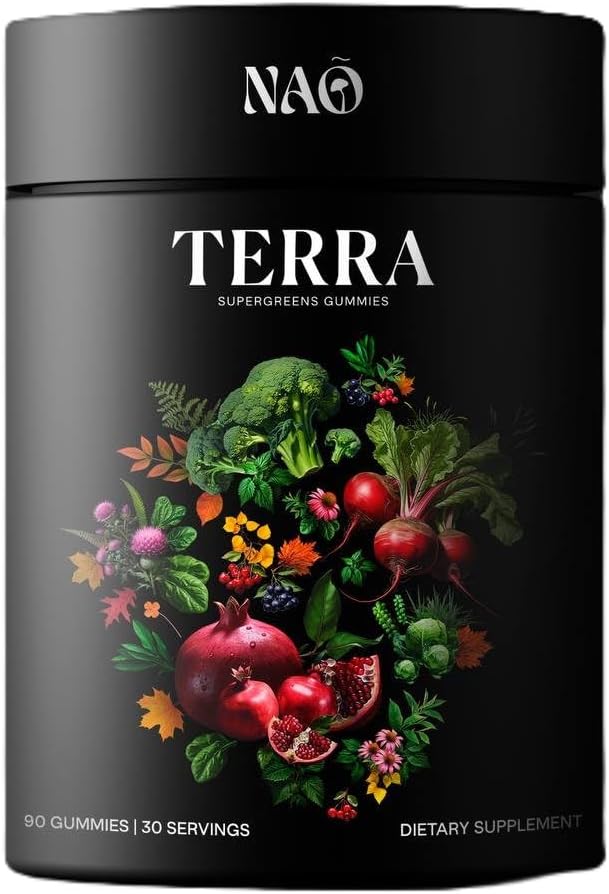 NAO Terra SuperGreen Gummies - Plant-Based Antioxidants & Greens for Immunity, Energy & Wellness. Daily Support in 2 Tasty Gummies