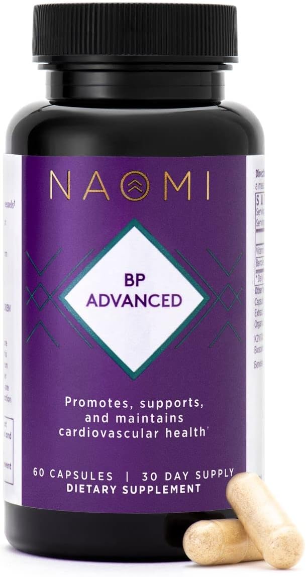 NAOMI BP Advanced Supplement with 1000mg Olive Leaf Extract and 180mcg Vitamin K2 for Cardiovascular Health (60 Count)