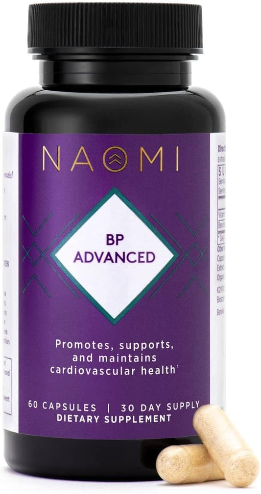 NAOMI BP Advanced Supplement with 1000mg Olive Leaf Extract and 180mcg Vitamin K2 for Cardiovascular Health (60 Count)