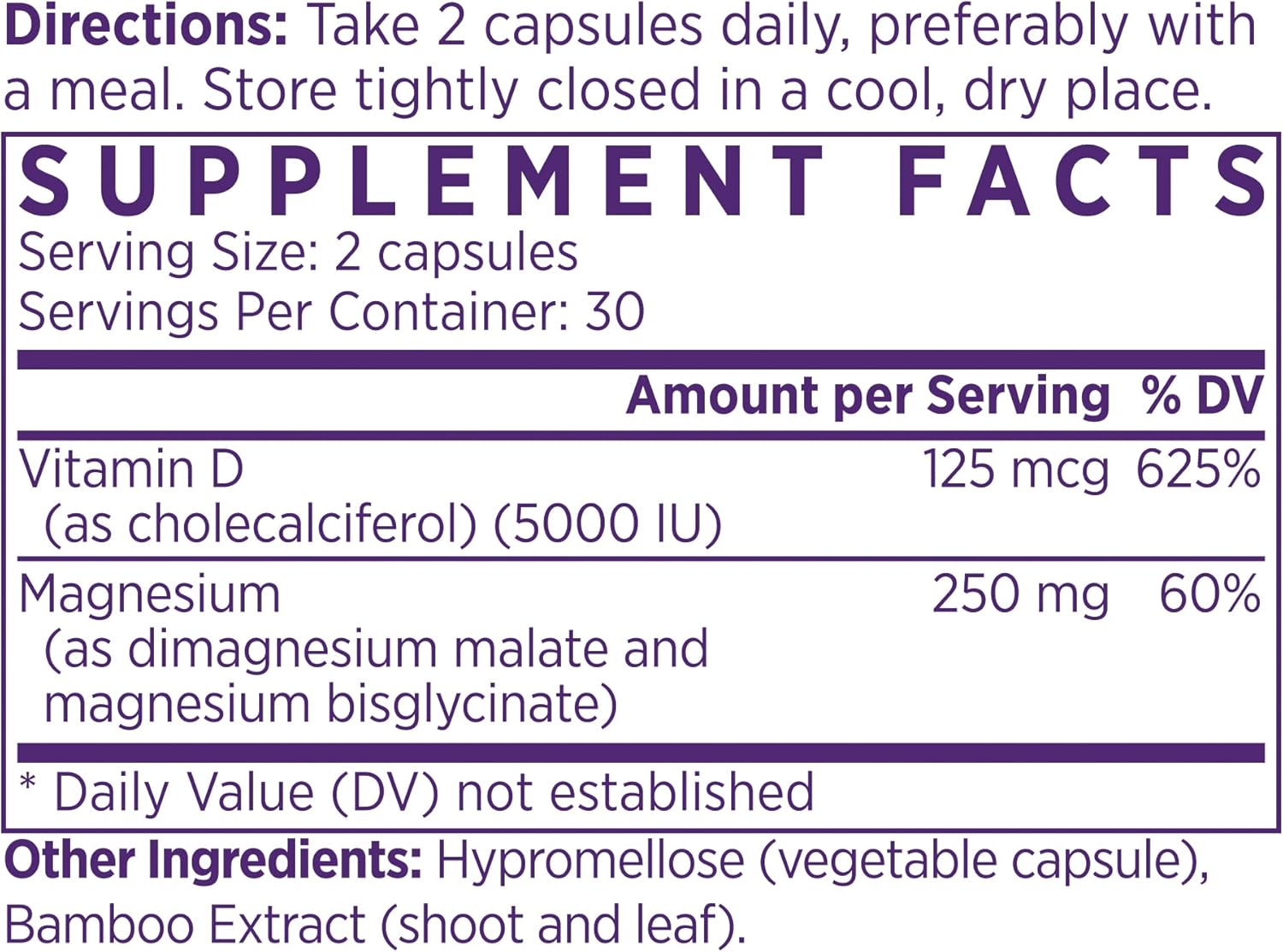 NAOMI Vitamin D3 5000 IU Supplement with Magnesium for Bone, Muscle, Immune & Mood Support - 60 Veggie Caps