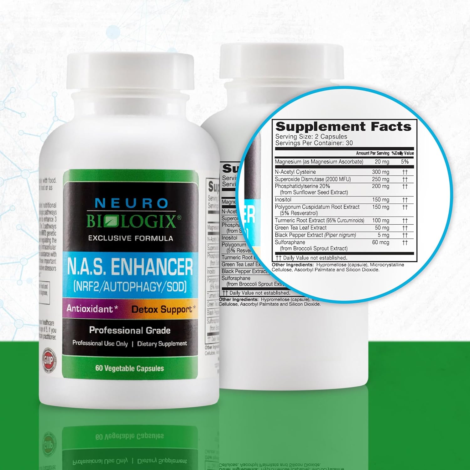 N.A.S Enhancer Autophagy Supplements - Antioxidants & Detox Support with Glutathione - 60 Capsules