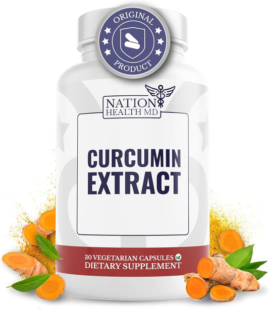 NATION HEALTH MD Turmeric Curcumin Extract - Powerful Antioxidant Supplement for Immune Support