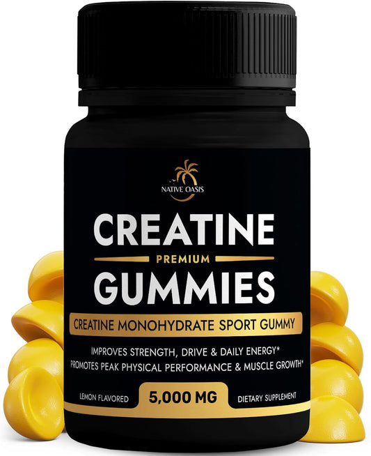 NATIVE OASIS 5000 MG Gummy Creatine Supplement for Strength & Energy | Men & Women | Allergen Free, Gluten Free, Non-GMO & Vegan | 60 Count