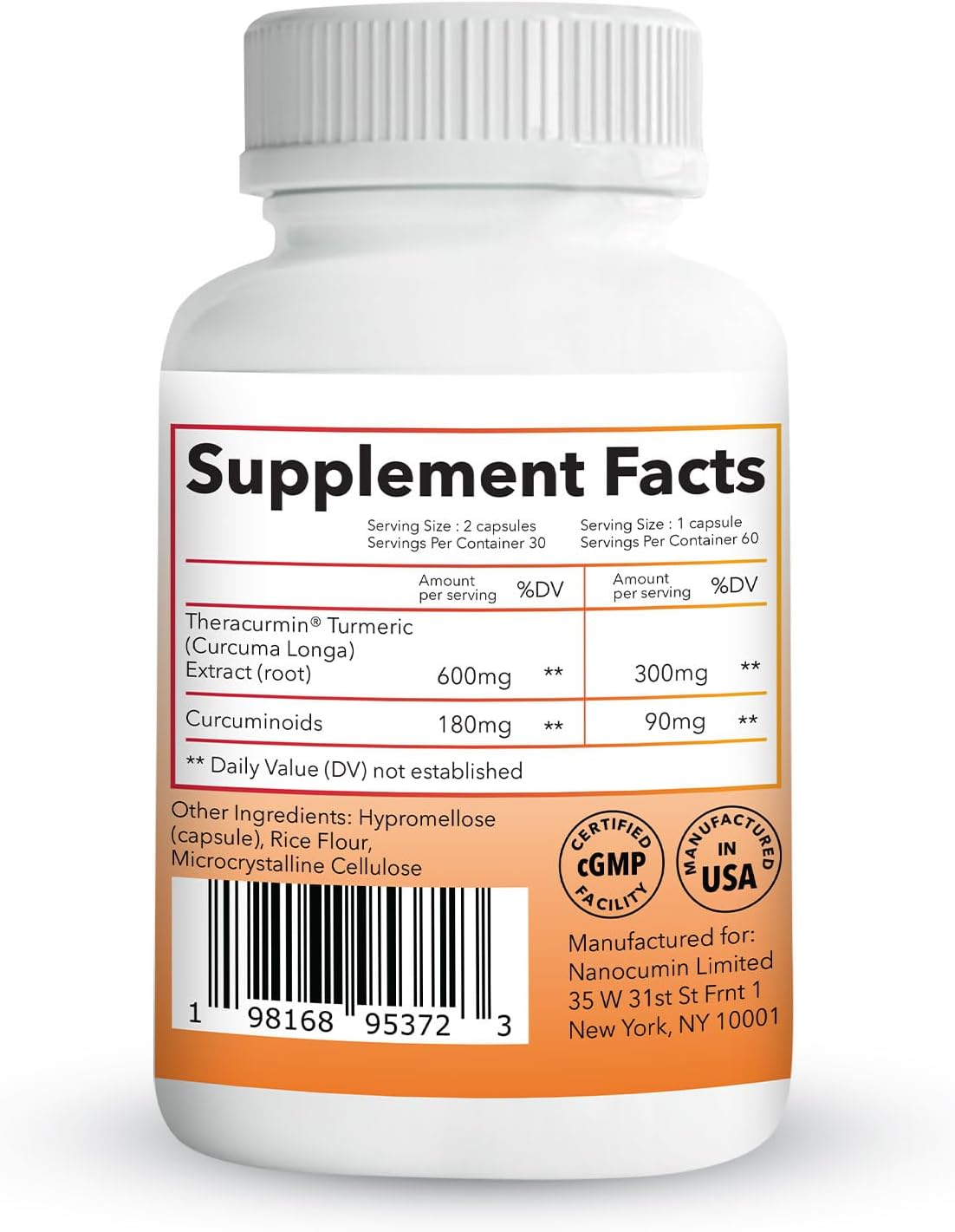 Natleo USA Theracurmin Turmeric Curcumin Supplement - High Absorption, Enhanced Joint Support - 60 Capsules