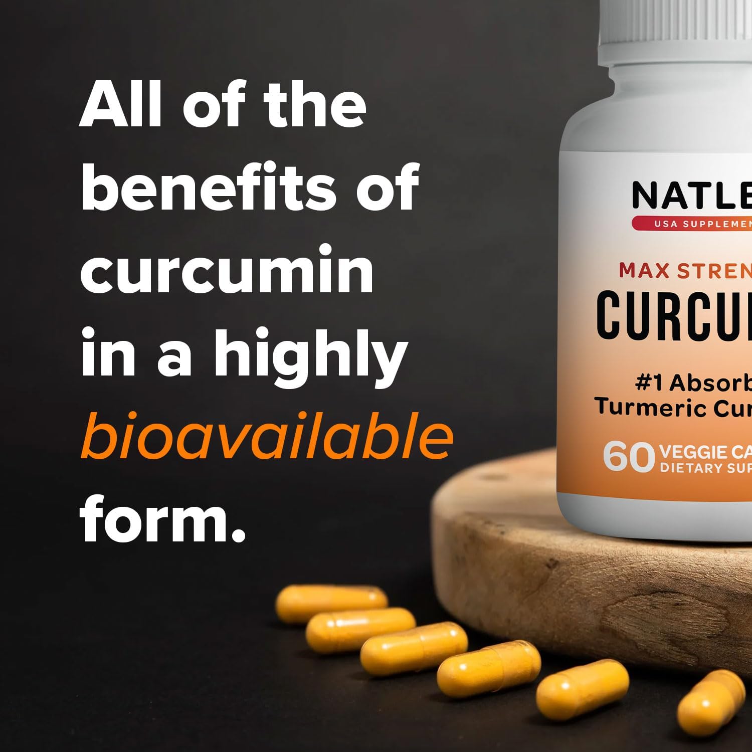 Natleo USA Theracurmin Turmeric Curcumin Supplement - High Absorption, Enhanced Joint Support - 60 Capsules