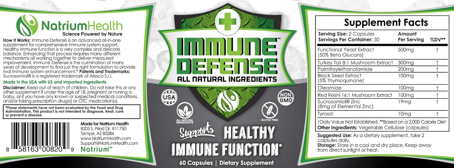 Natrium Health Immune Defense Capsules - 60 Count Natural Immune Booster