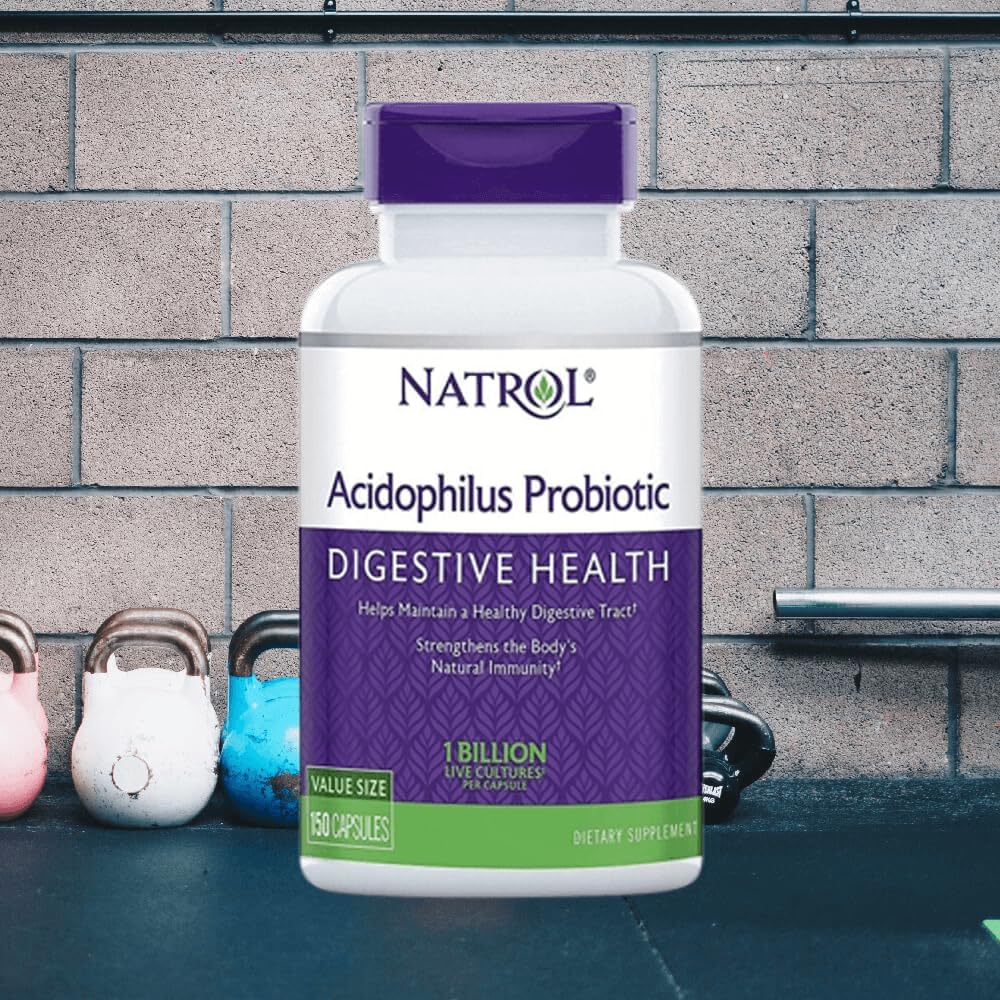 Natrol Acidophilus 100mg Capsules, 150 Count, Unflavored, Purple, 3-Pack
