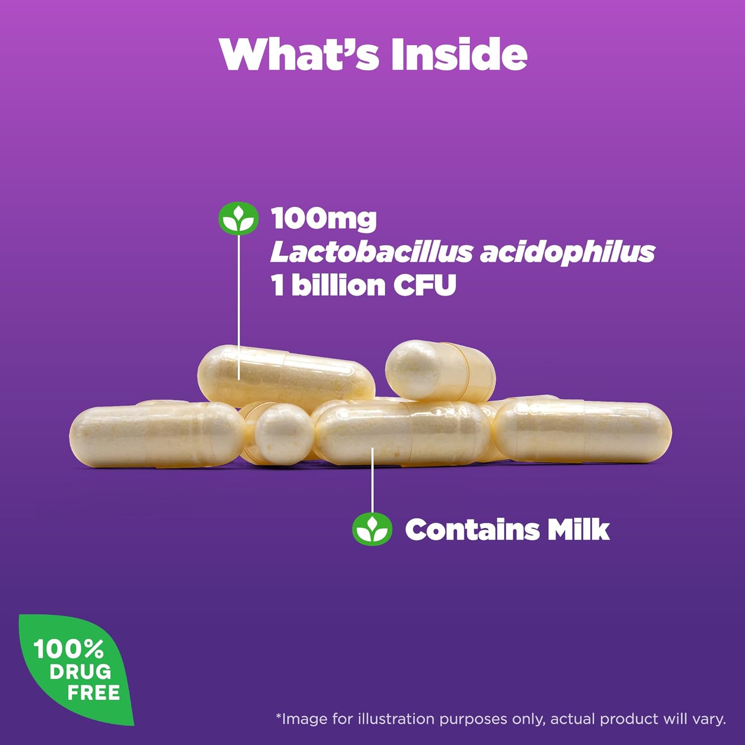 Natrol Acidophilus Probiotic Capsules - 100mg, 200 Count - Pack of 2