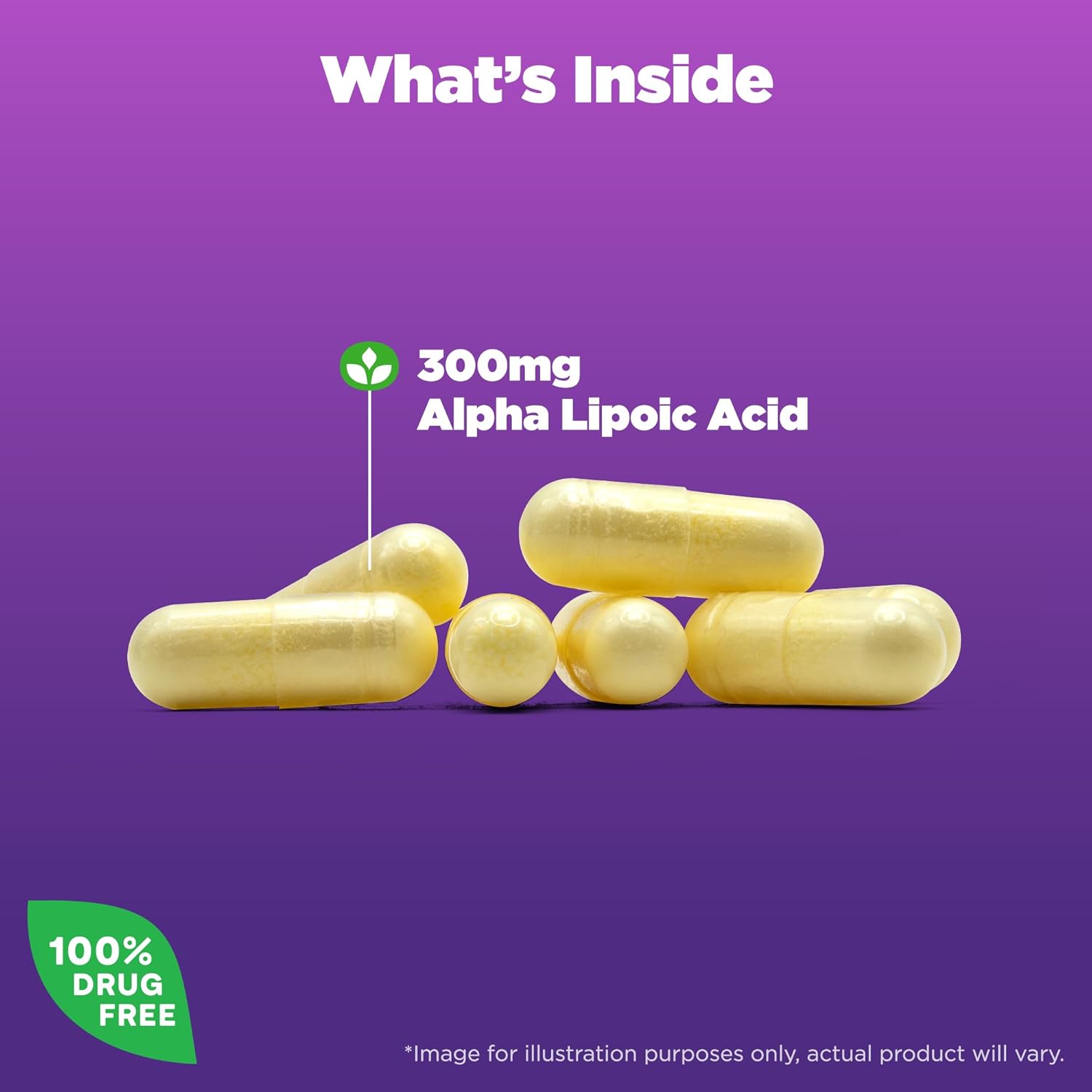 Natrol Alpha Lipoic Acid 300 mg Capsules - Dietary Supplement for General Wellness, 50 Day Supply