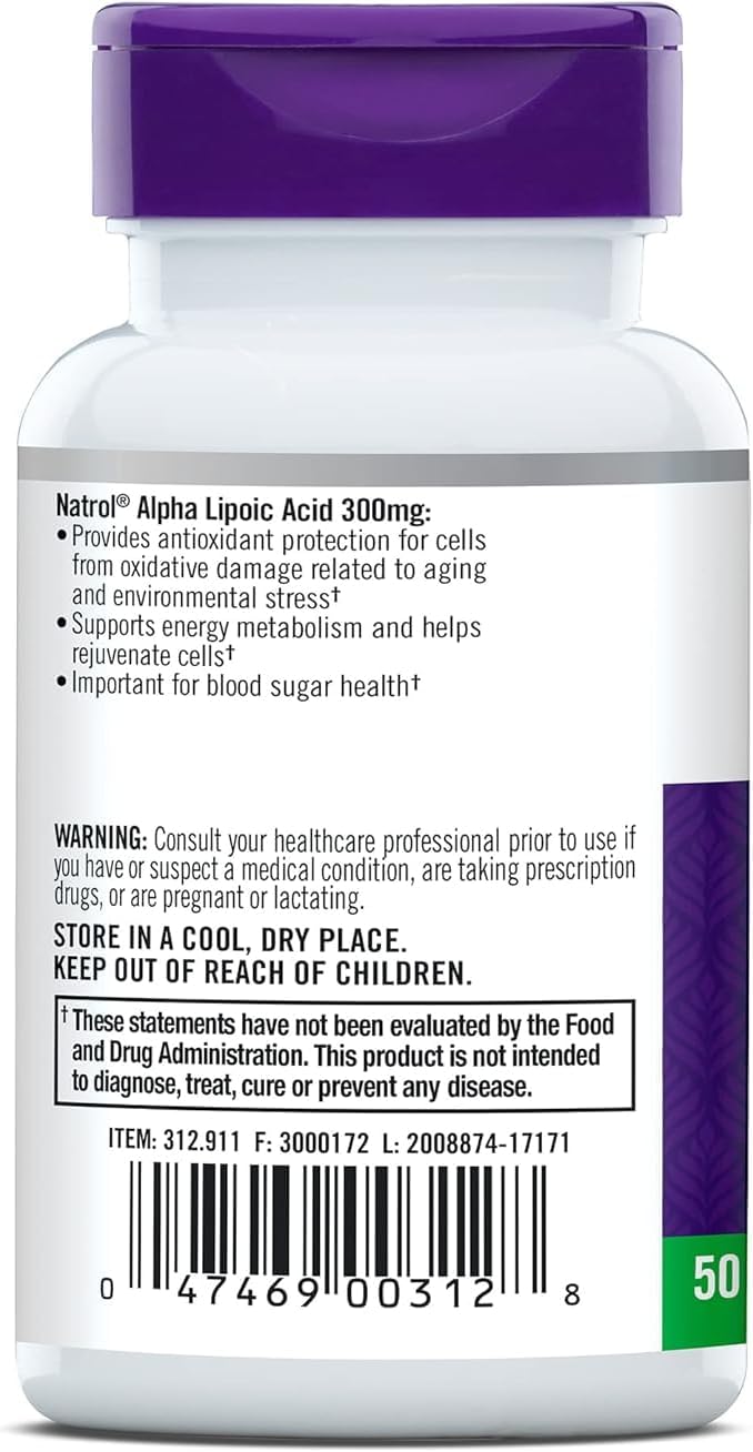 Natrol Alpha Lipoic Acid 300mg - 150 Capsules (3 Pack) for Antioxidant Support & Energy Boost