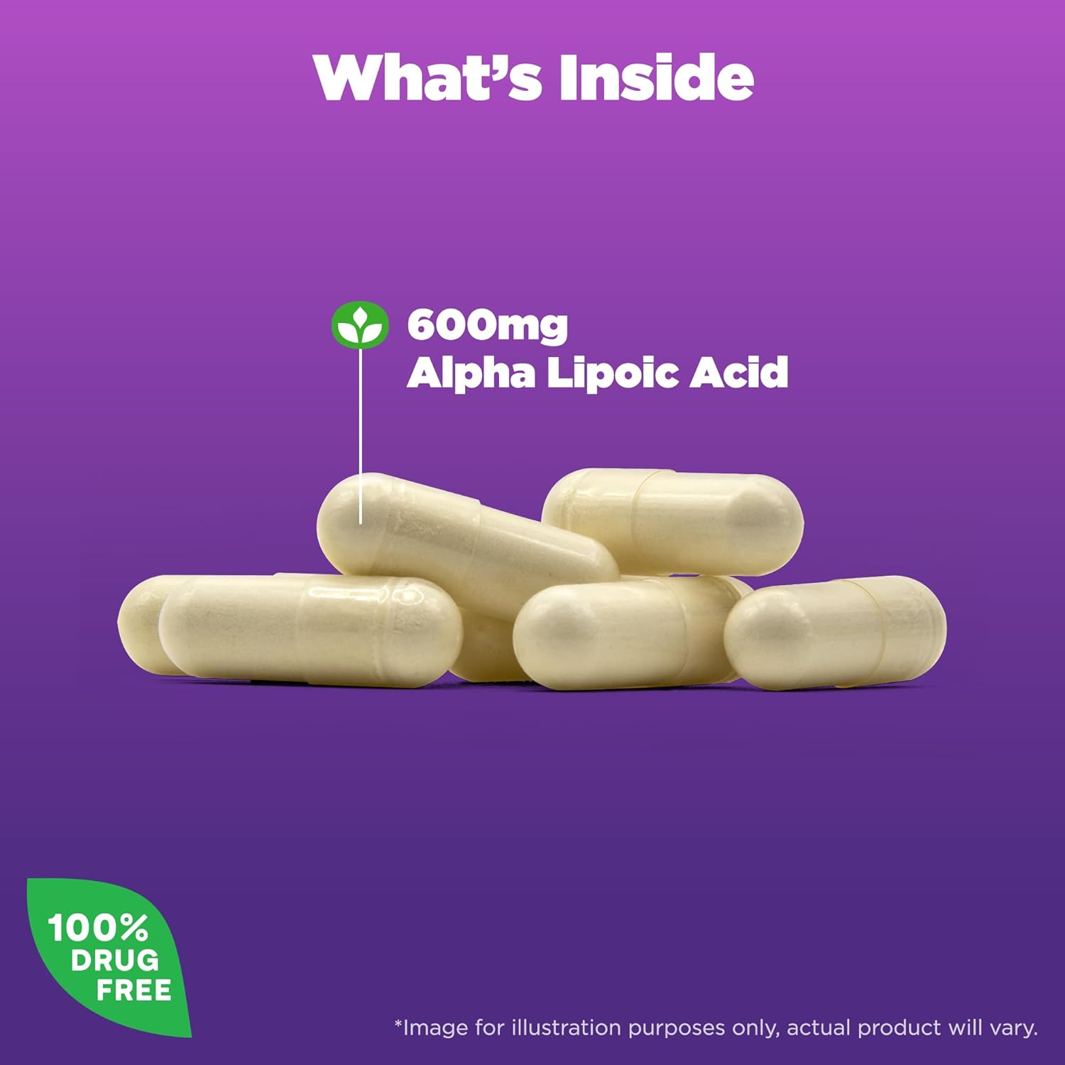 Natrol Alpha Lipoic Acid 600 mg Capsules - Dietary Supplement for General Wellness, 30 Day Supply