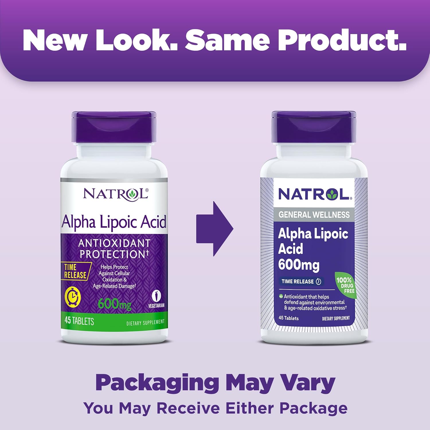 Natrol Alpha Lipoic Acid 600 mg Tablets for General Wellness - 45 Day Supply
