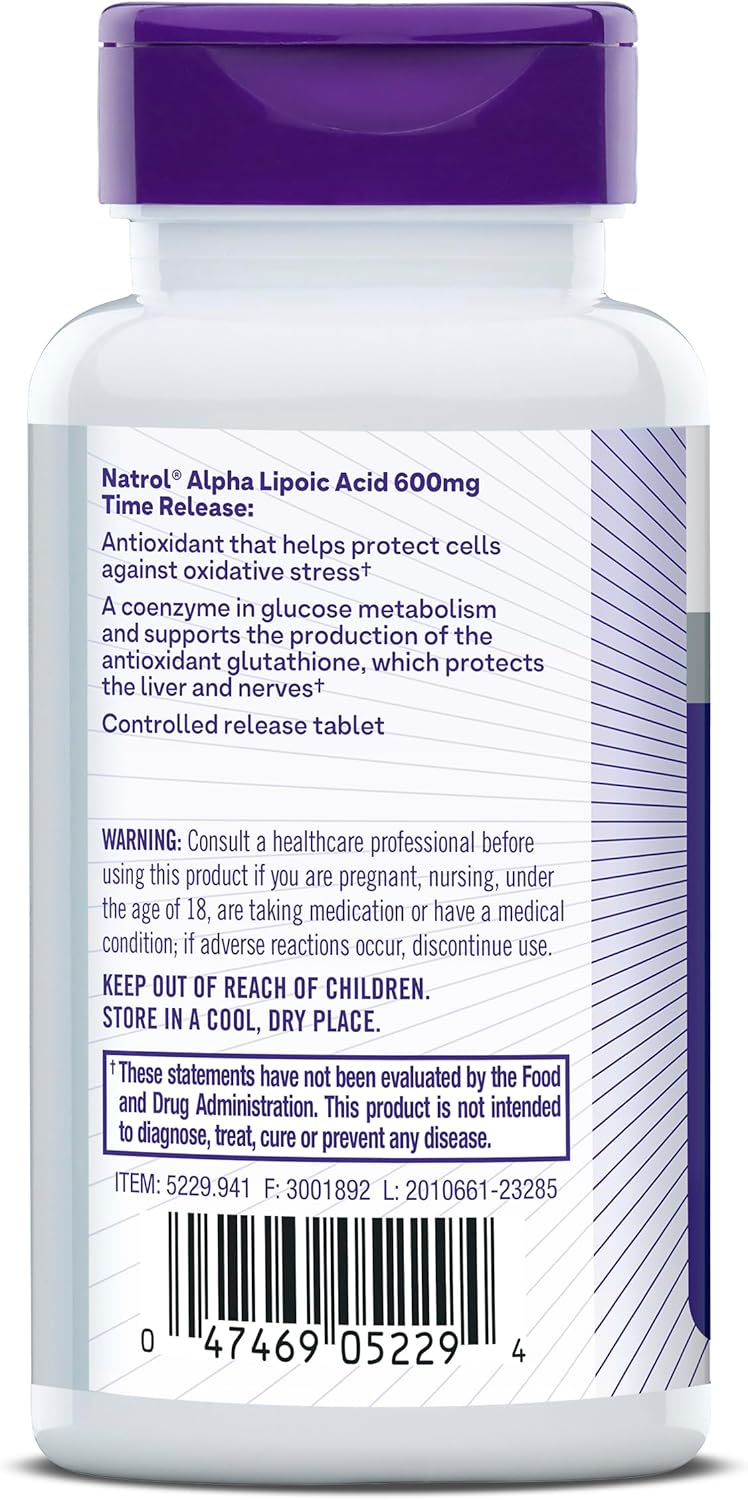 Natrol Alpha Lipoic Acid 600 mg Tablets for General Wellness - 45 Day Supply