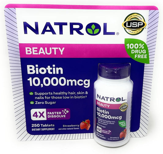 Natrol Biotin 10,000 mcg Fast Dissolve Tablets - 250 Count Bottle