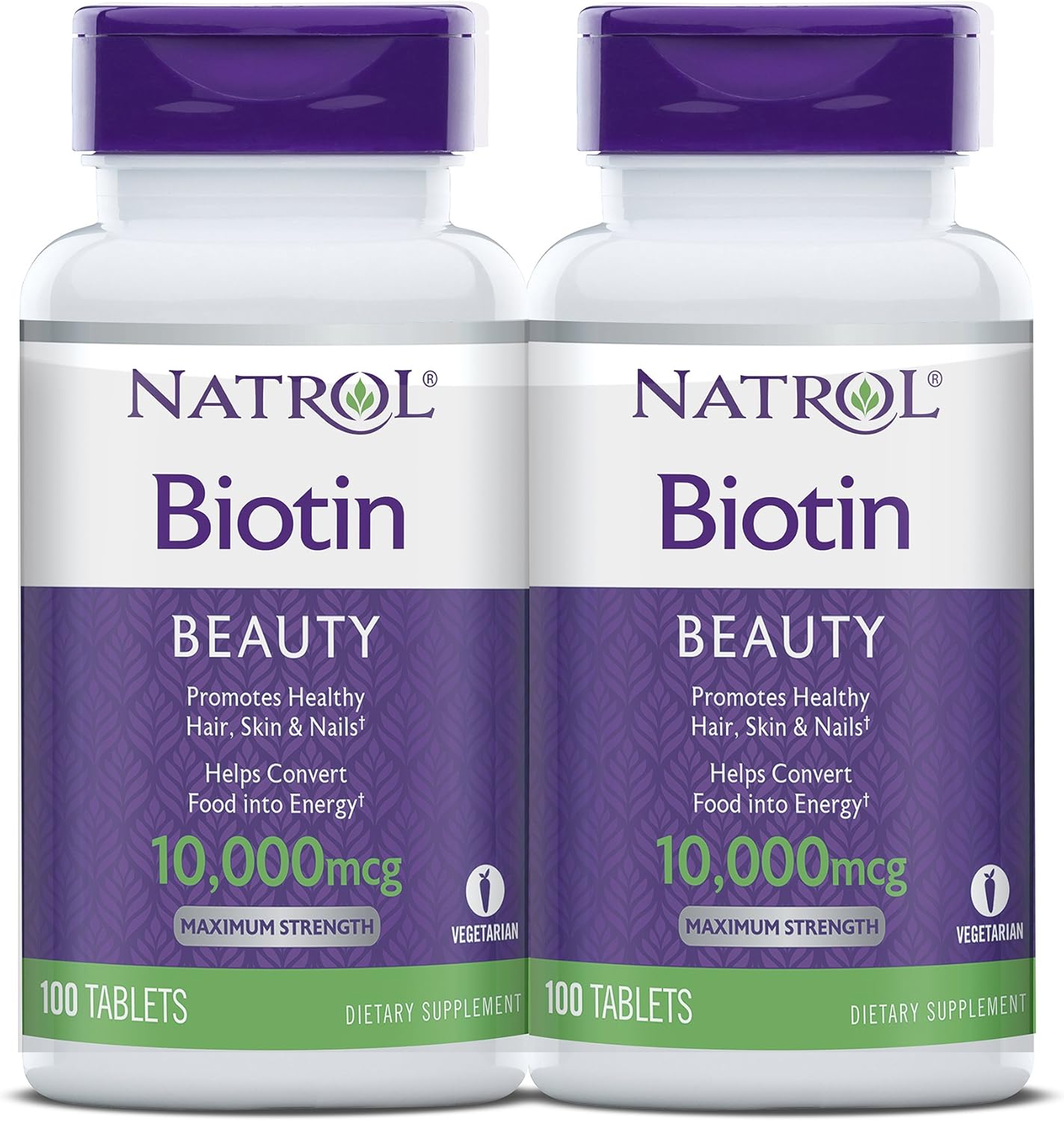 Natrol Biotin Beauty Tablets - Supports Healthy Hair, Skin, Nails, Energy Metabolism - 10000mcg, 200 Count