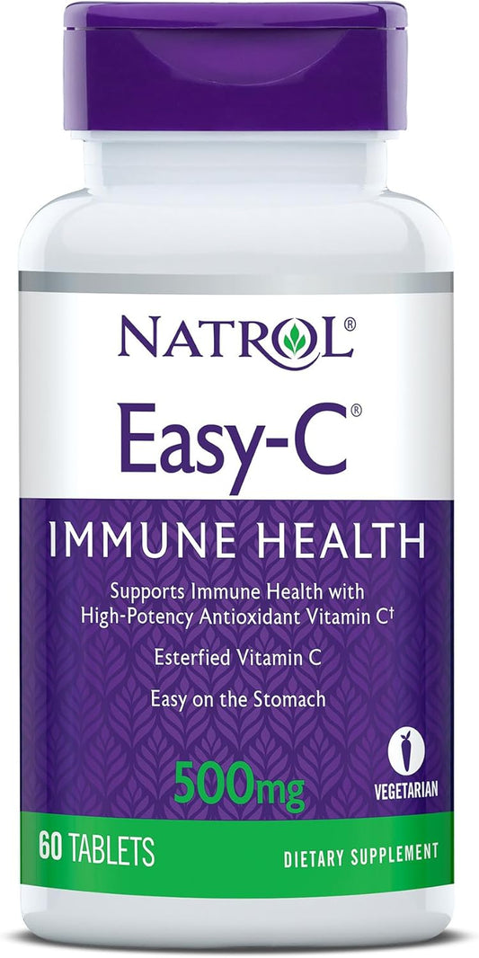 Natrol Easy-C Immune Health Dietary Supplement - High-Potency Vitamin C Tablets, 500mg, 60 Count