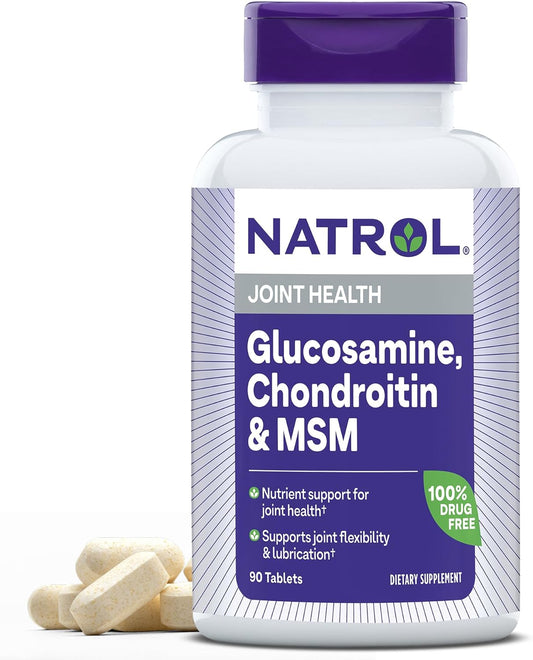 Natrol Glucosamine, Chondroitin, MSM Dietary Supplement, 90 Tablets, Supports Joint Health in Adults