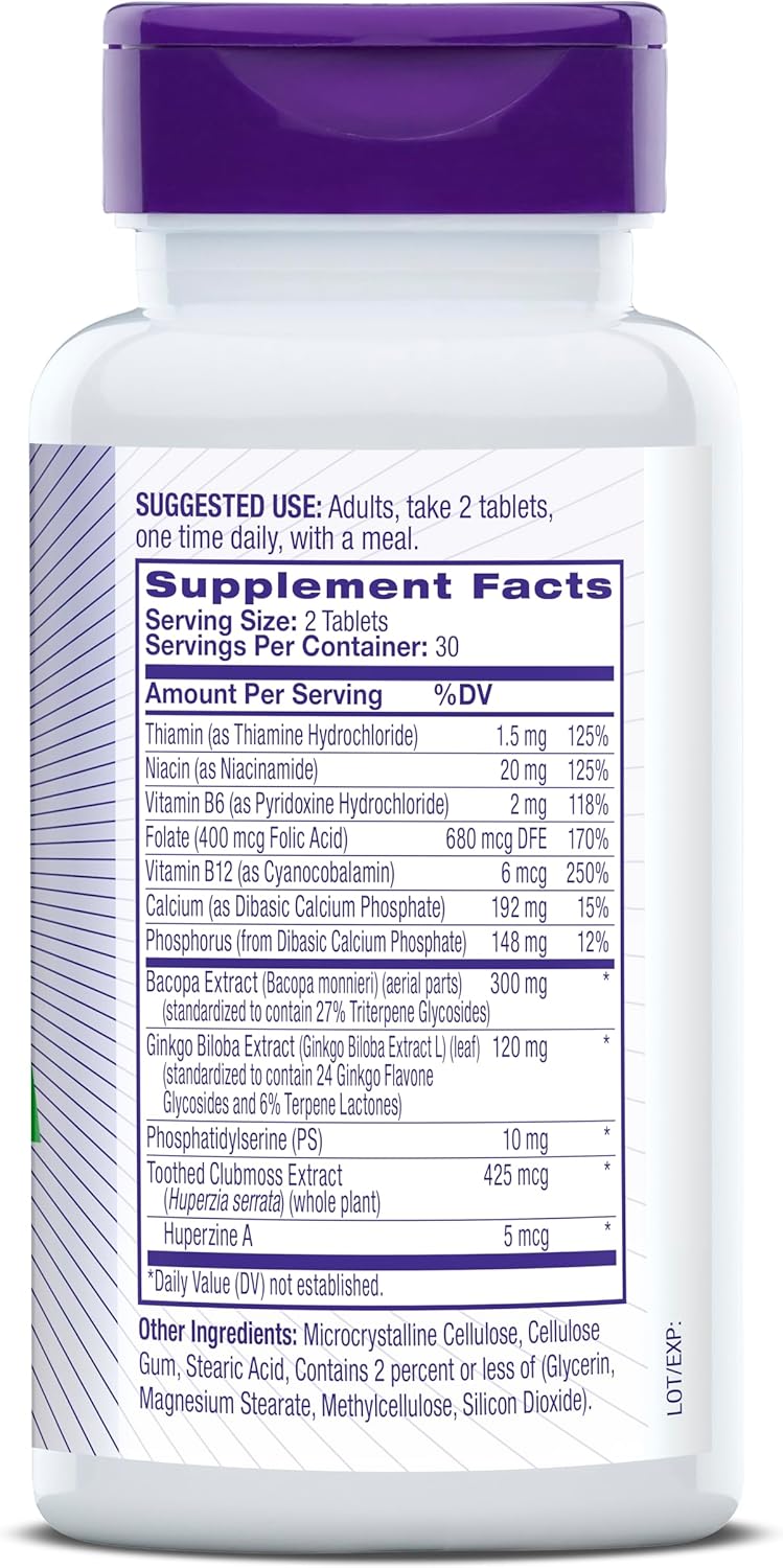 Natrol Memory Complex: Ginkgo Biloba 120mg, B Vitamins, Brain Health, Memory Support - 720 Tablets