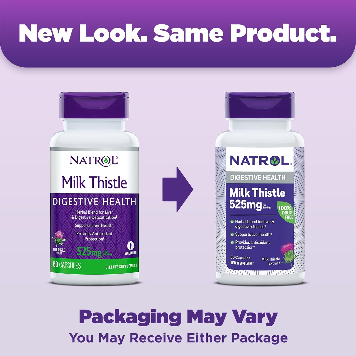 Natrol Milk Thistle 525mg Digestive Health Supplement - 60 Capsules