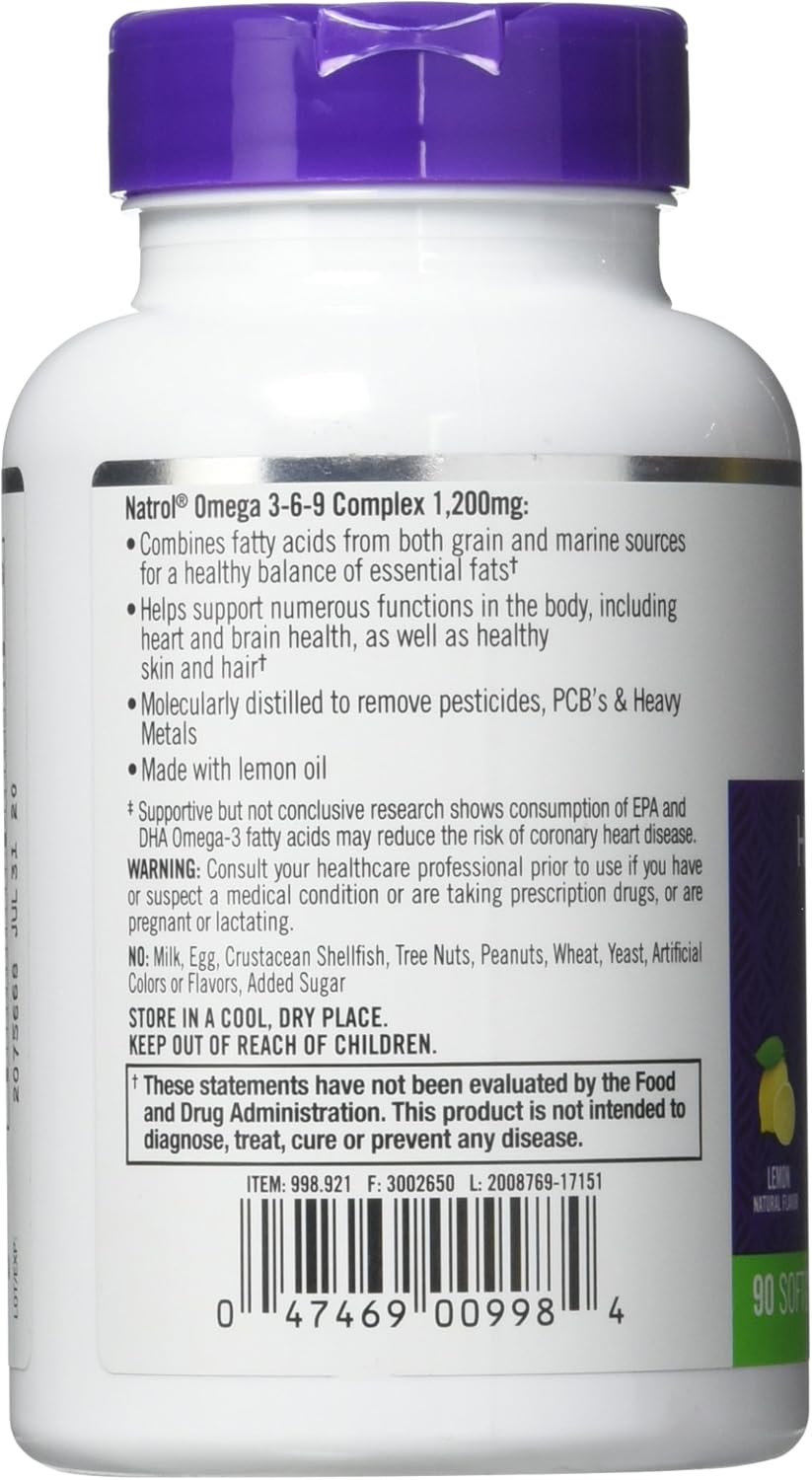 Natrol Omega 3-6-9 Complex Softgels - 90 Count Bottle