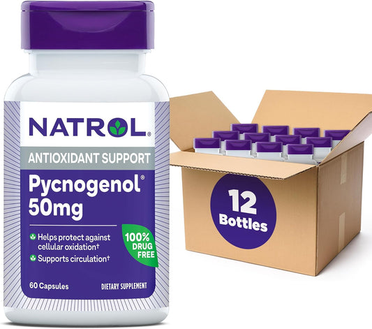 Natrol Pycnogenol Capsules - Antioxidant Supplement with European Maritime Pine Bark Extract for Cellular Protection - 50mg, 720 Count