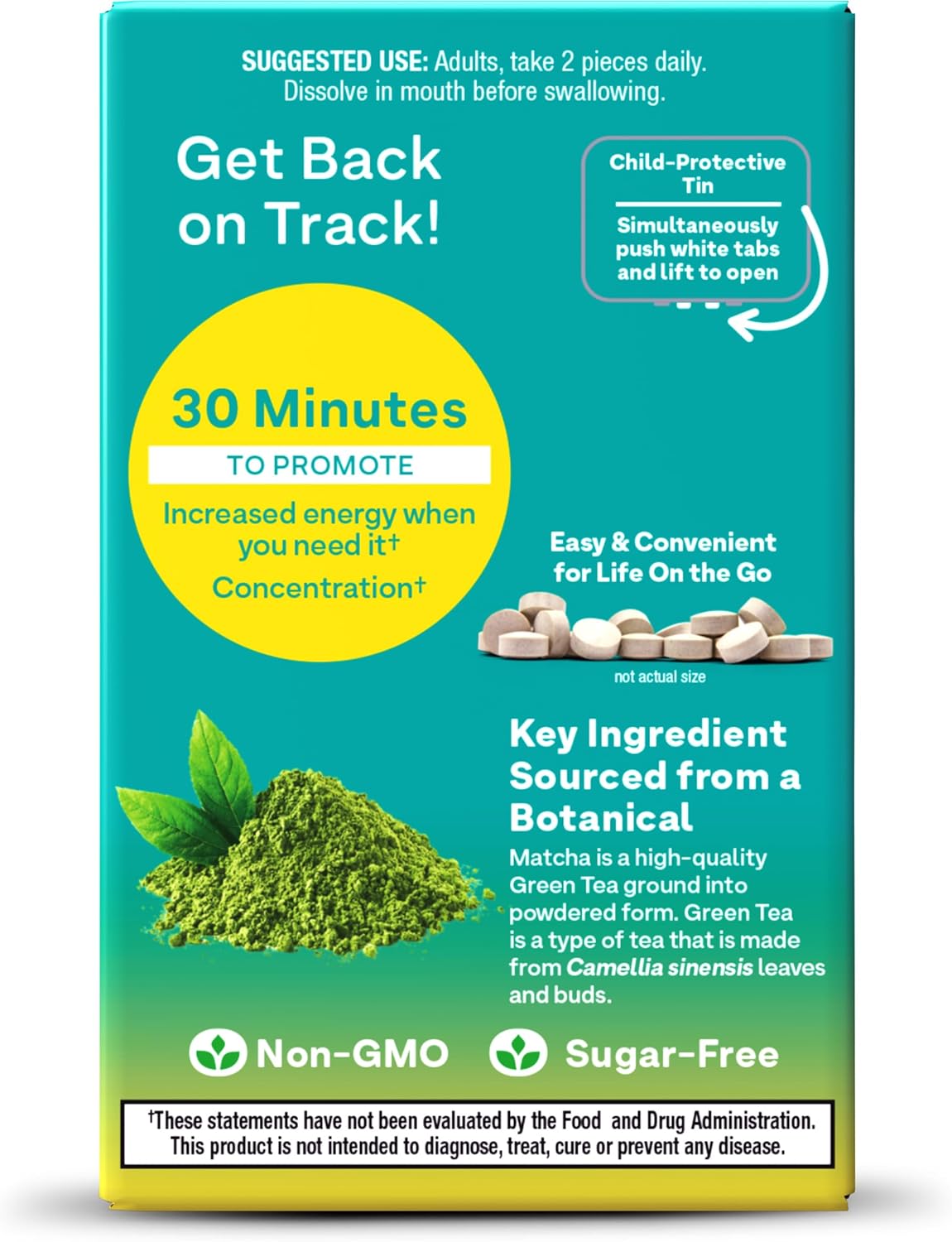 Natrol Quick Balance Energy Mints, Lemon Green Tea Flavor, 30 Count - Energy Supplement for 15 Days