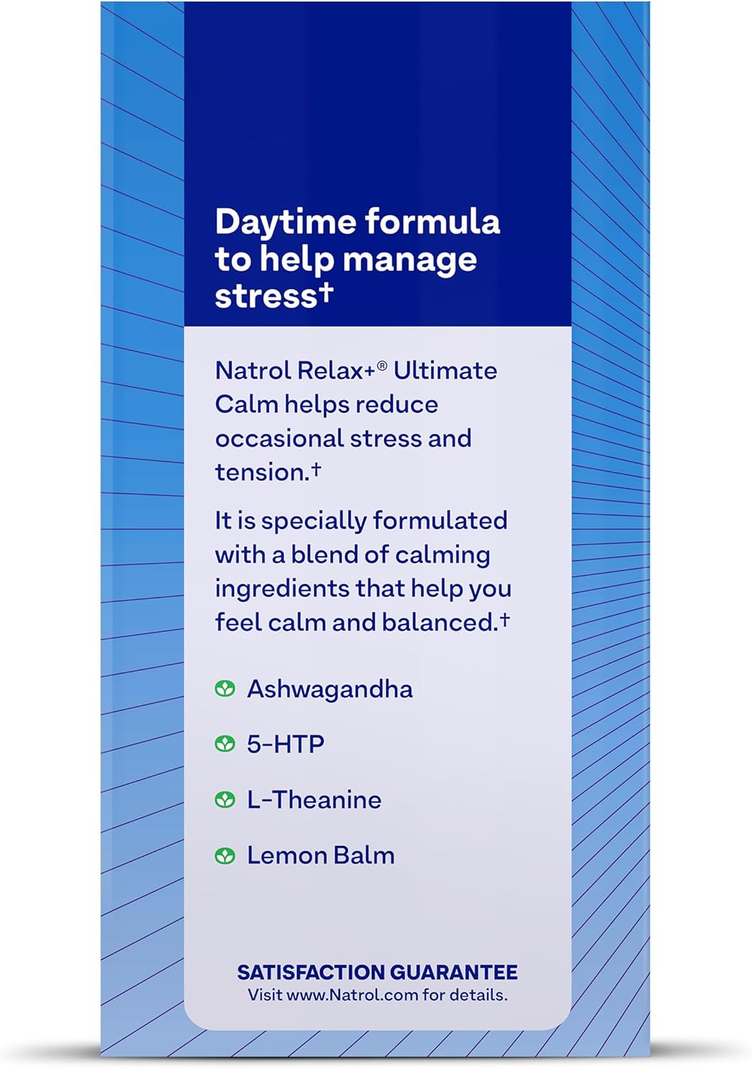 Natrol Relax+ Ultimate Calm Supplement with Ashwagandha, 5-HTP, L-Theanine, Lemon Balm - Reduce Stress & Tension - 30 Capsules