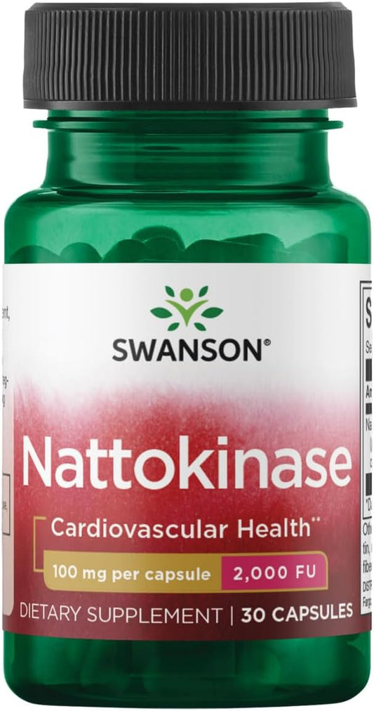 Nattokinase 2000 FU 100mg 30 Capsules - Swanson Fibrinolytic Enzyme Supplement