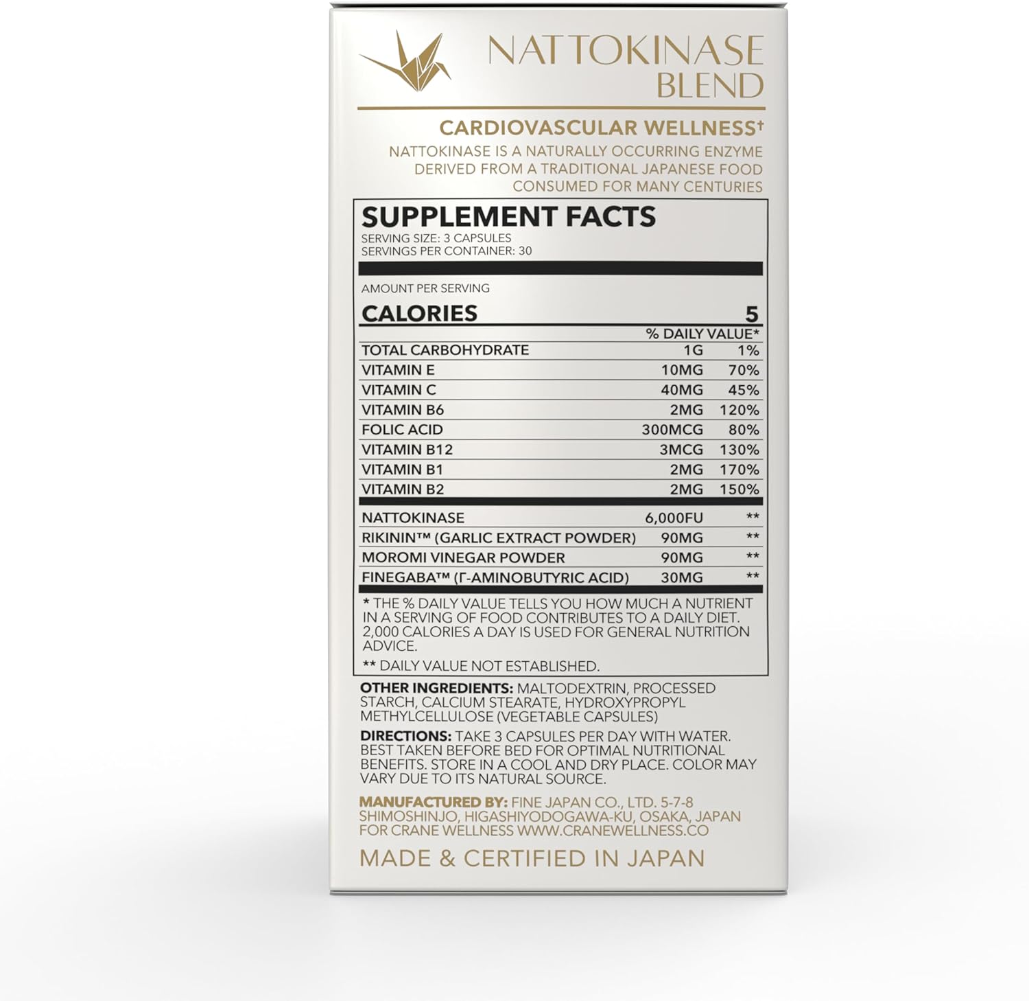 Nattokinase Blend by Crane Wellness - Natural Health Supplement for Circulation and Heart Health