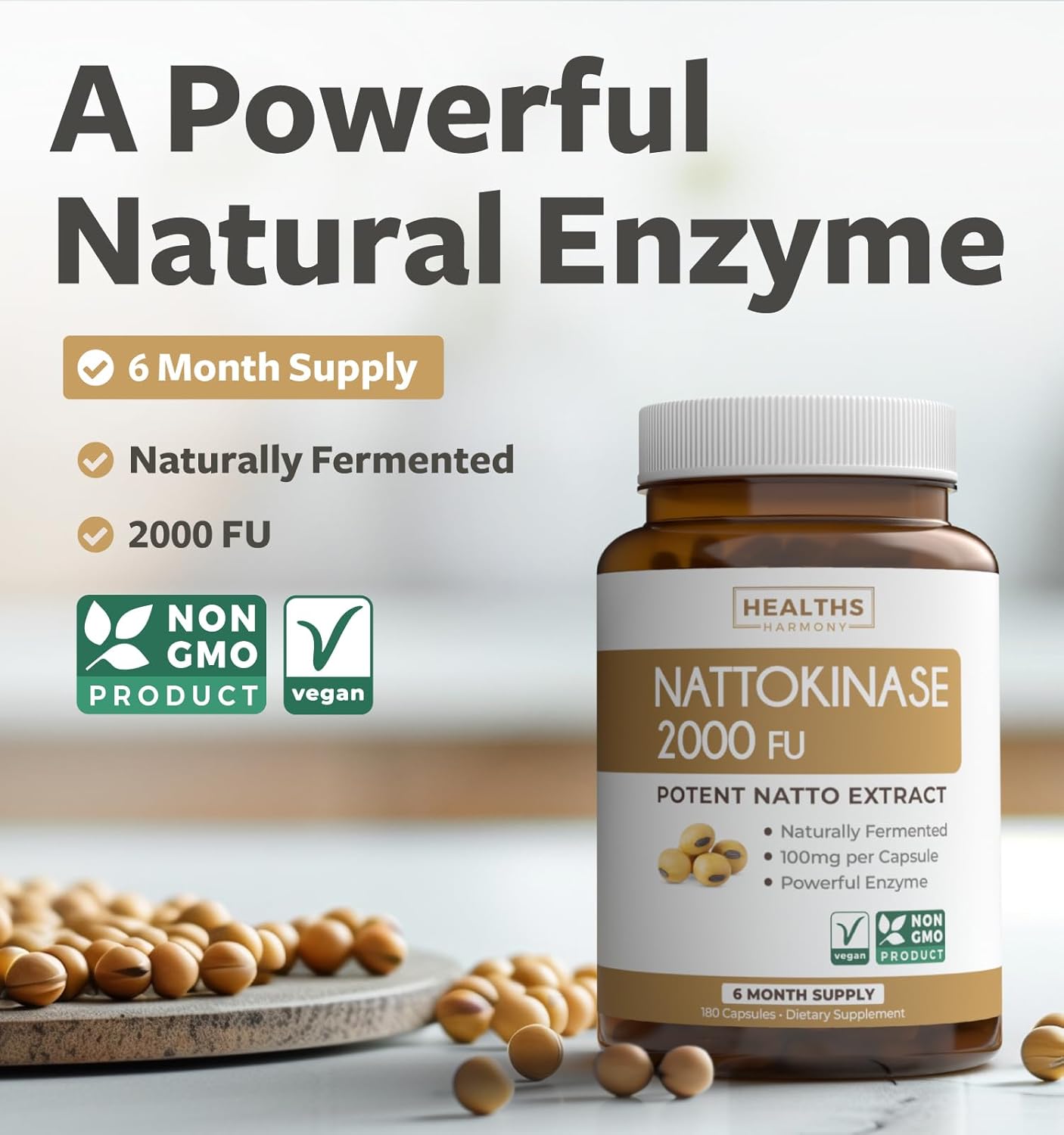 Nattokinase & Green Tea Bundle: Powerful 2-Month Supply for Natural Metabolism Boost - 180 Capsules of Nattokinase 2000 FU & Green Tea Extract with EGCG for Health Harmony