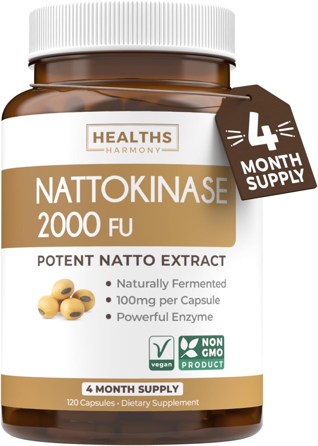 Nattokinase & Green Tea Capsules for Natural Metabolism Boost - 2 Month Supply - Non-GMO Green Vitality Supplement with Powerful Nattokinase & Green Tea Extract 98% EGCG - 120 Capsules