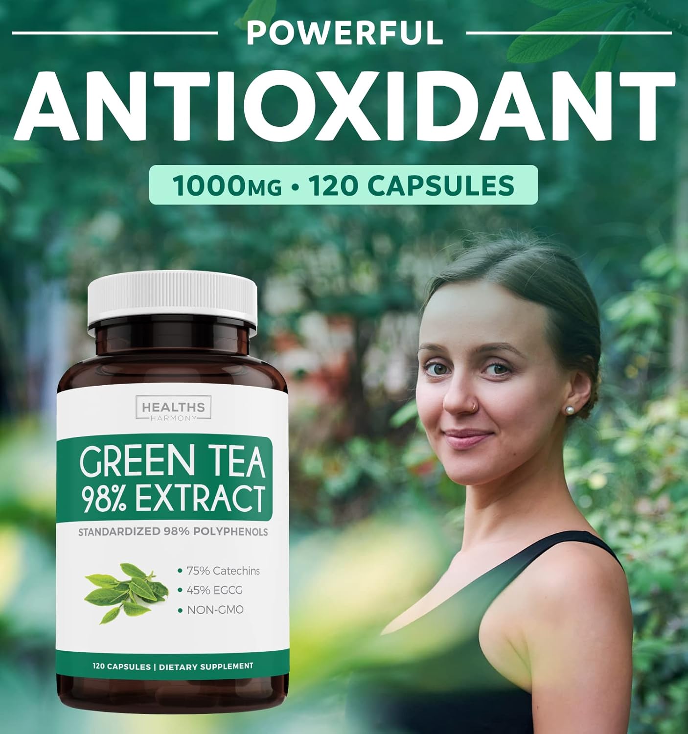 Nattokinase & Green Tea Capsules for Natural Metabolism Boost - 2 Month Supply - Non-GMO Green Vitality Supplement with Powerful Nattokinase & Green Tea Extract 98% EGCG - 120 Capsules