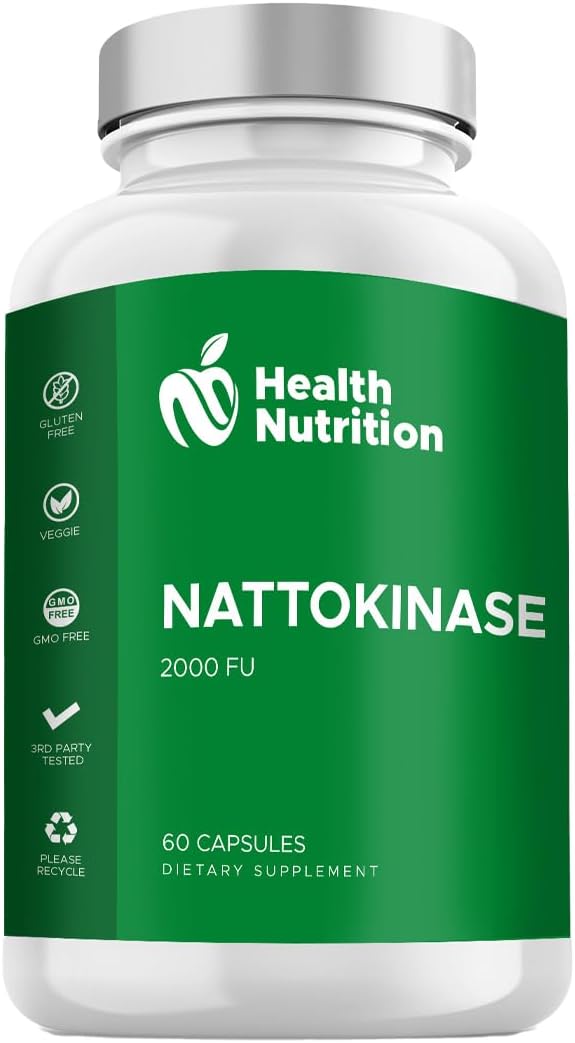 Nattokinase Heart Health Support Supplement with Enzymes & Antioxidants - 60 Capsules - Made in USA