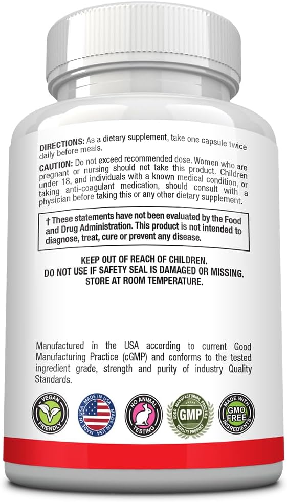 Nattokinase Supplement 4000 FU - 200mg with BioPerine - Vegan, Non-GMO - 60 Capsules - Vitamin K2 Free - One Month Supply