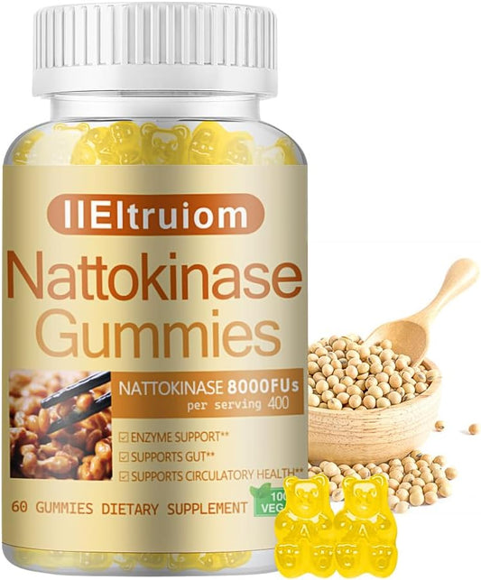 Nattokinase Supplement with Hawthorn & Beet Root Extract - 60 Gummies, 8,000 FU Per Serving