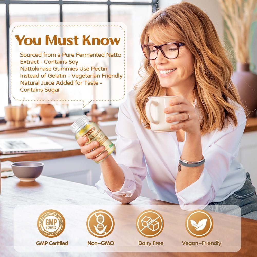 Nattokinase Supplement with Hawthorn & Beet Root Extract - 60 Gummies, 8,000 FU Per Serving