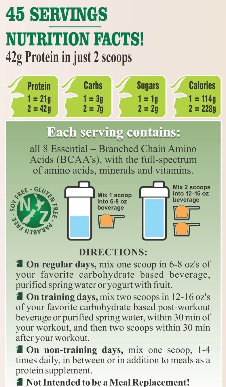 Natur-Pur Chocolate Organic Whey Protein Powder - Grass-Fed, Non-GMO, Cold Processed, Hormone-Free with 42g Protein in 2 Scoops