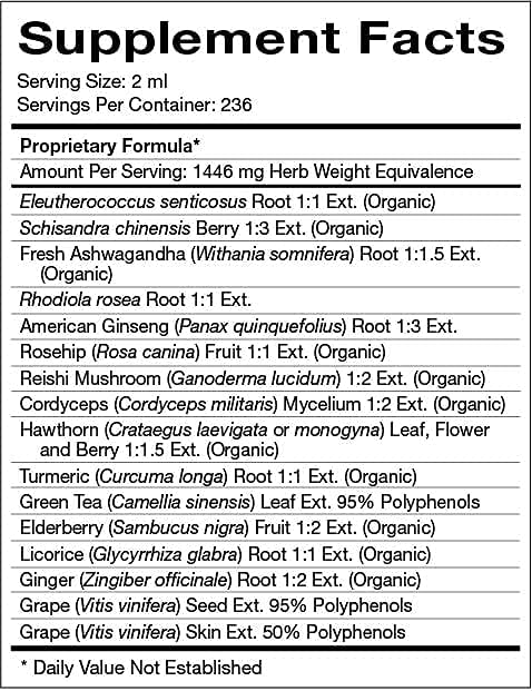 Natura Health Vital Adapt Supplement - Adaptogenic Tonic for Endocrine Support - Rhodiola, Ashwagandha, Cordyceps, Reishi - 16 oz