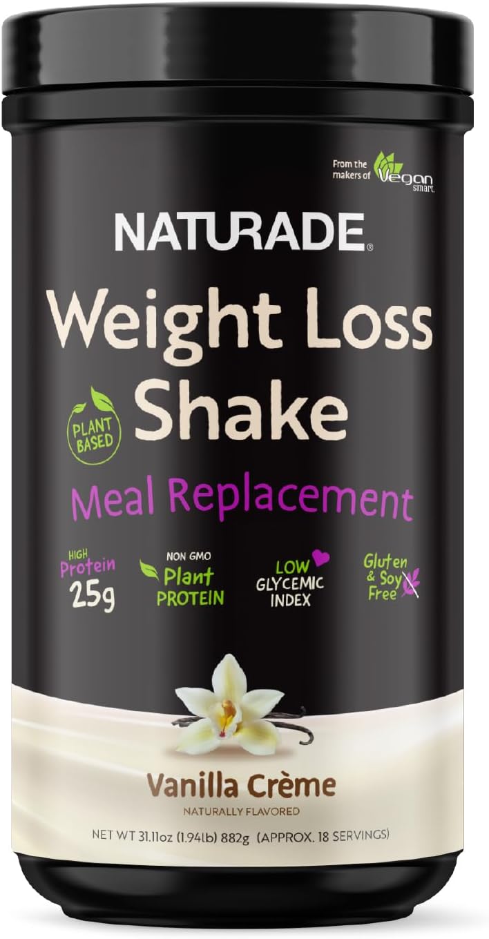 Naturade Vanilla Crème Plant-Based Slimming Formula Shake with 25g Protein & 6g Fiber - Gluten & Soy Free - 18 Servings