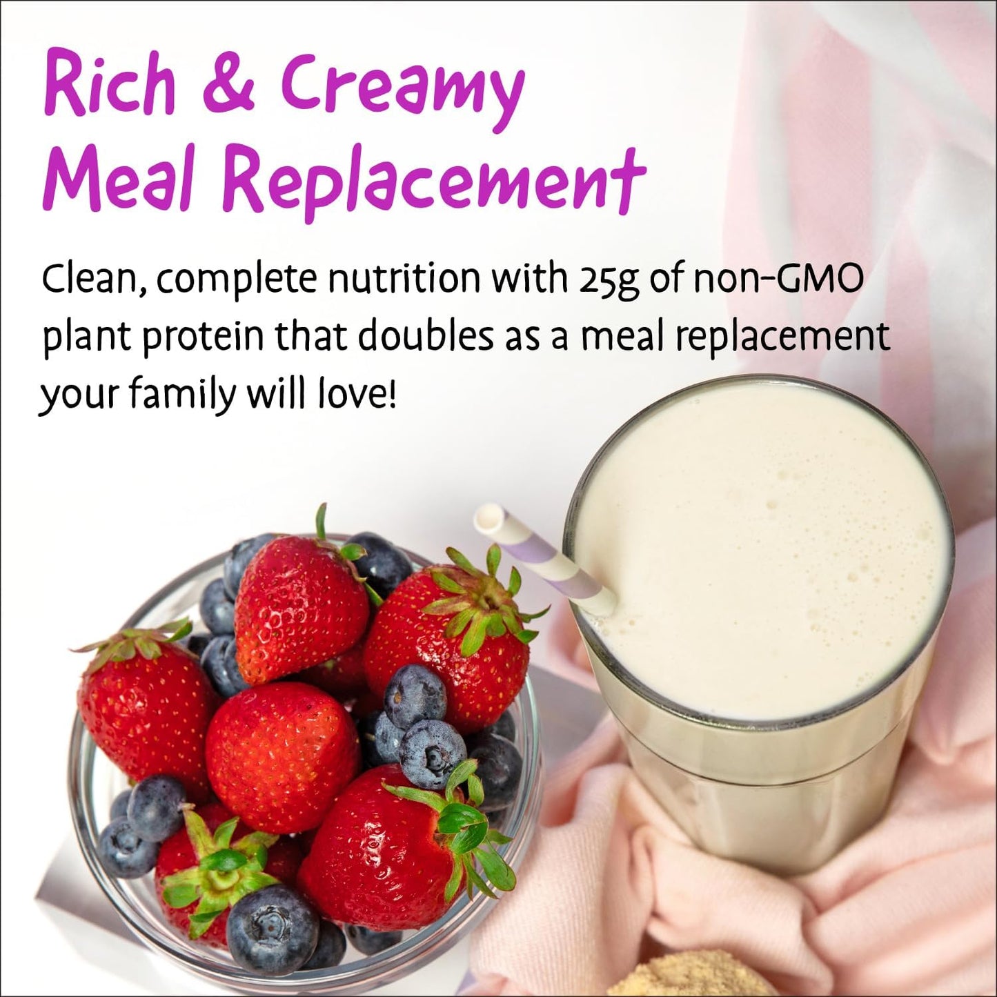 Naturade Vanilla Crème Plant-Based Slimming Formula Shake with 25g Protein & 6g Fiber - Gluten & Soy Free - 18 Servings