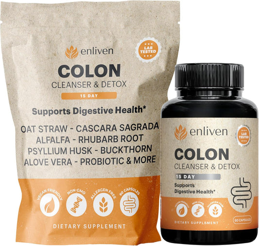 Natural 15-Day Colon Cleanse Capsules for Slimming Formula & Digestive Health - Herbal Blend with Probiotics - Non-GMO - Made in USA