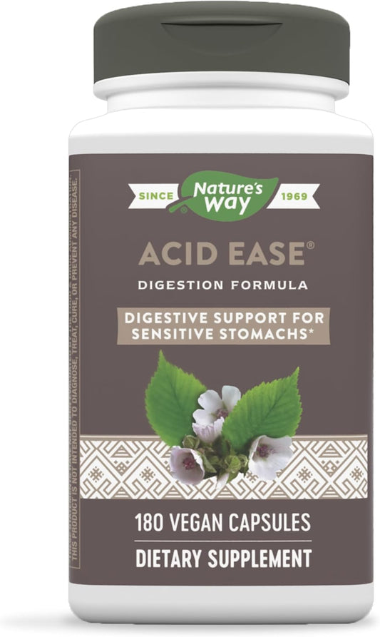 Natural Acid-Ease Digestion Formula - 180 Vegan Capsules for Sensitive Stomachs