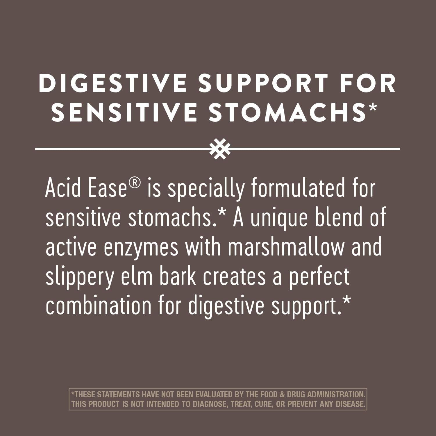 Natural Acid-Ease Digestion Formula - 180 Vegan Capsules for Sensitive Stomachs