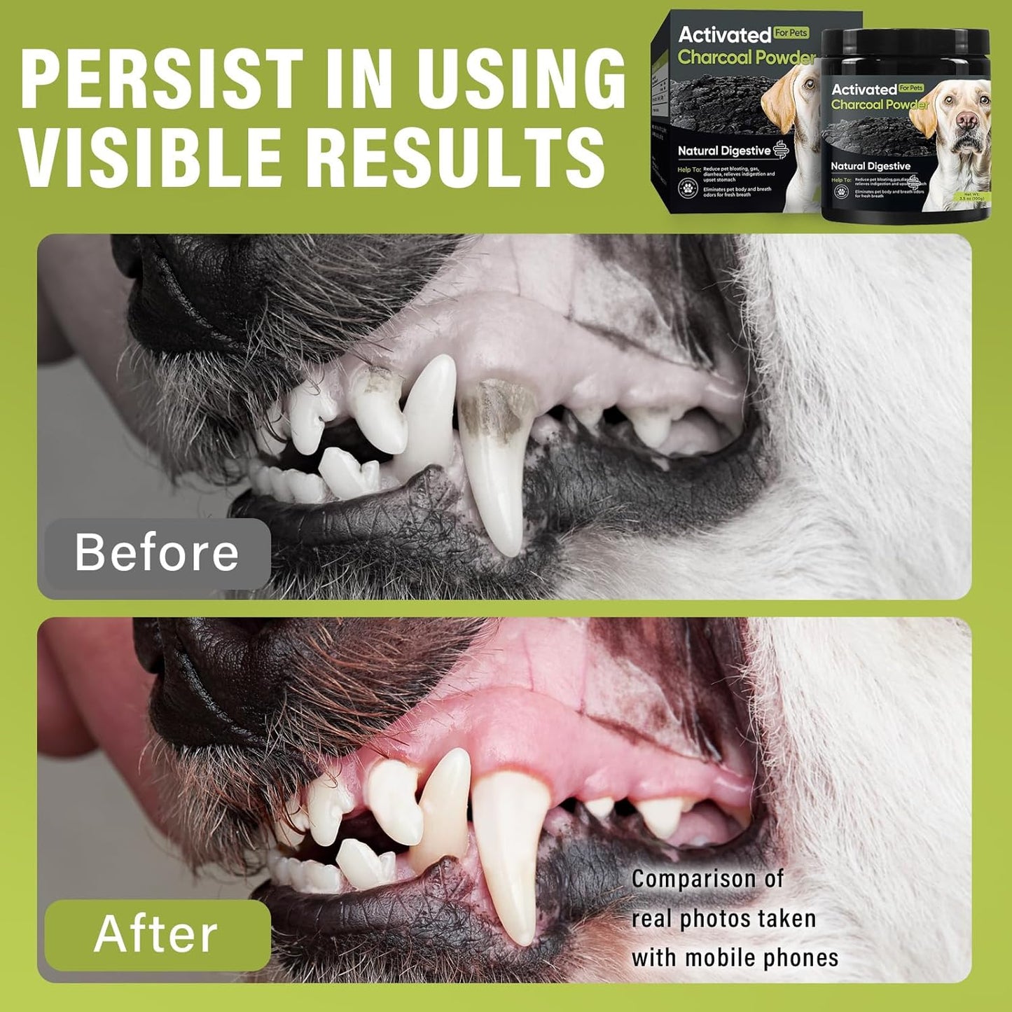 Natural Activated Charcoal Powder for Pets - Supports Upset Stomach, Gas Relief, Digestion & Liver Health