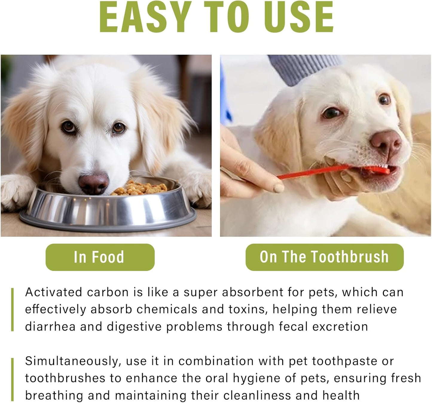 Natural Activated Charcoal Powder for Pets - Supports Upset Stomach, Gas Relief, Digestion & Liver Health