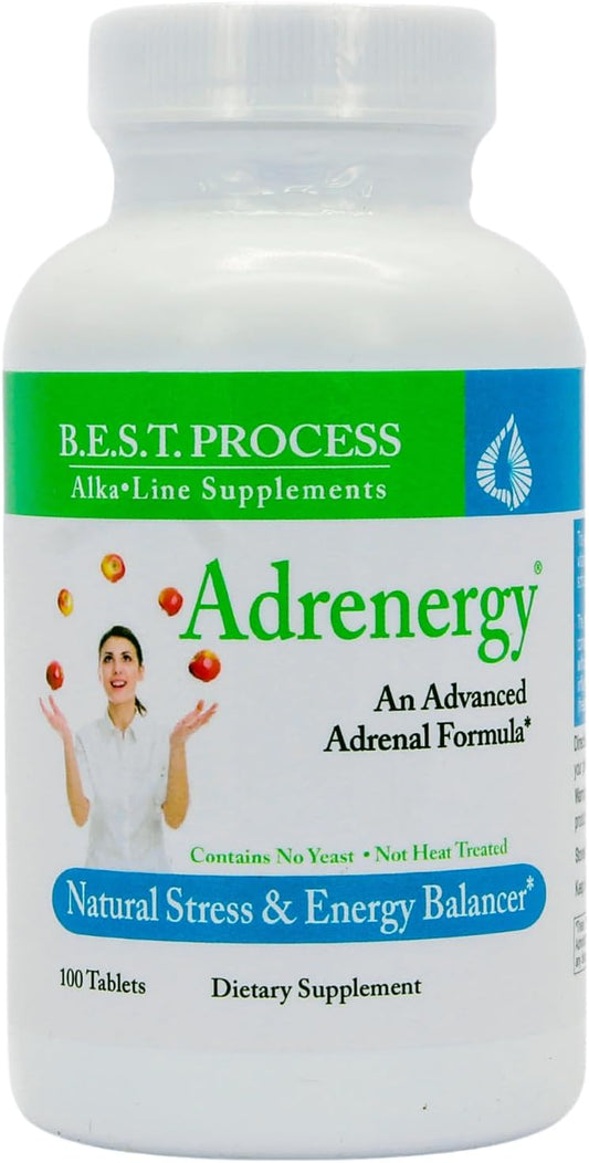 Natural Adrenal Support Supplement with Adaptogens, Vitamins & Minerals - Morter HealthSystem Adrenergy (2 Pack) Best Process Alkaline