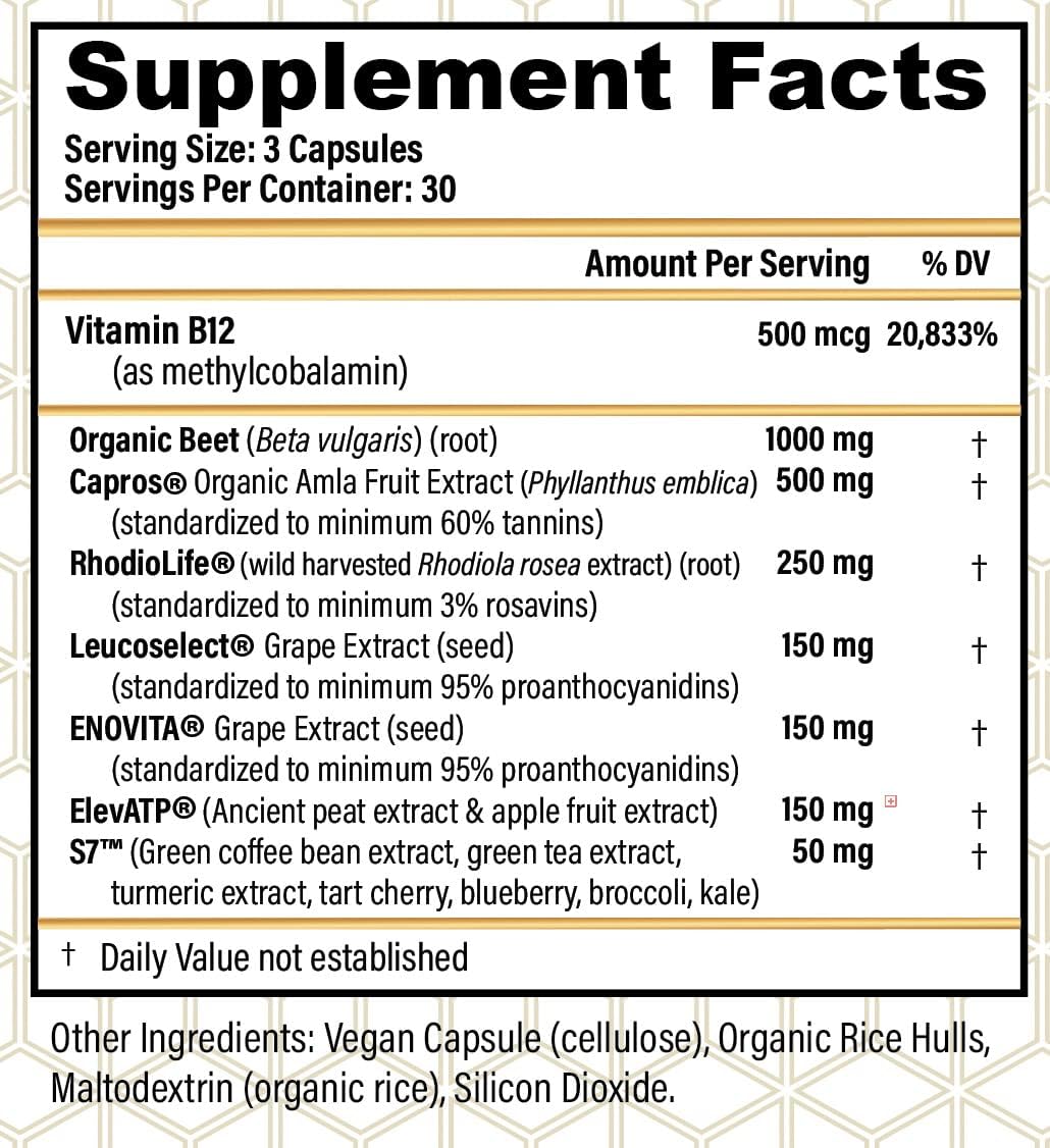 Natural All-Day Energy Boost with CHOQ Action 2.0 - 90 Vegan Capsules featuring Rhodiola rosea