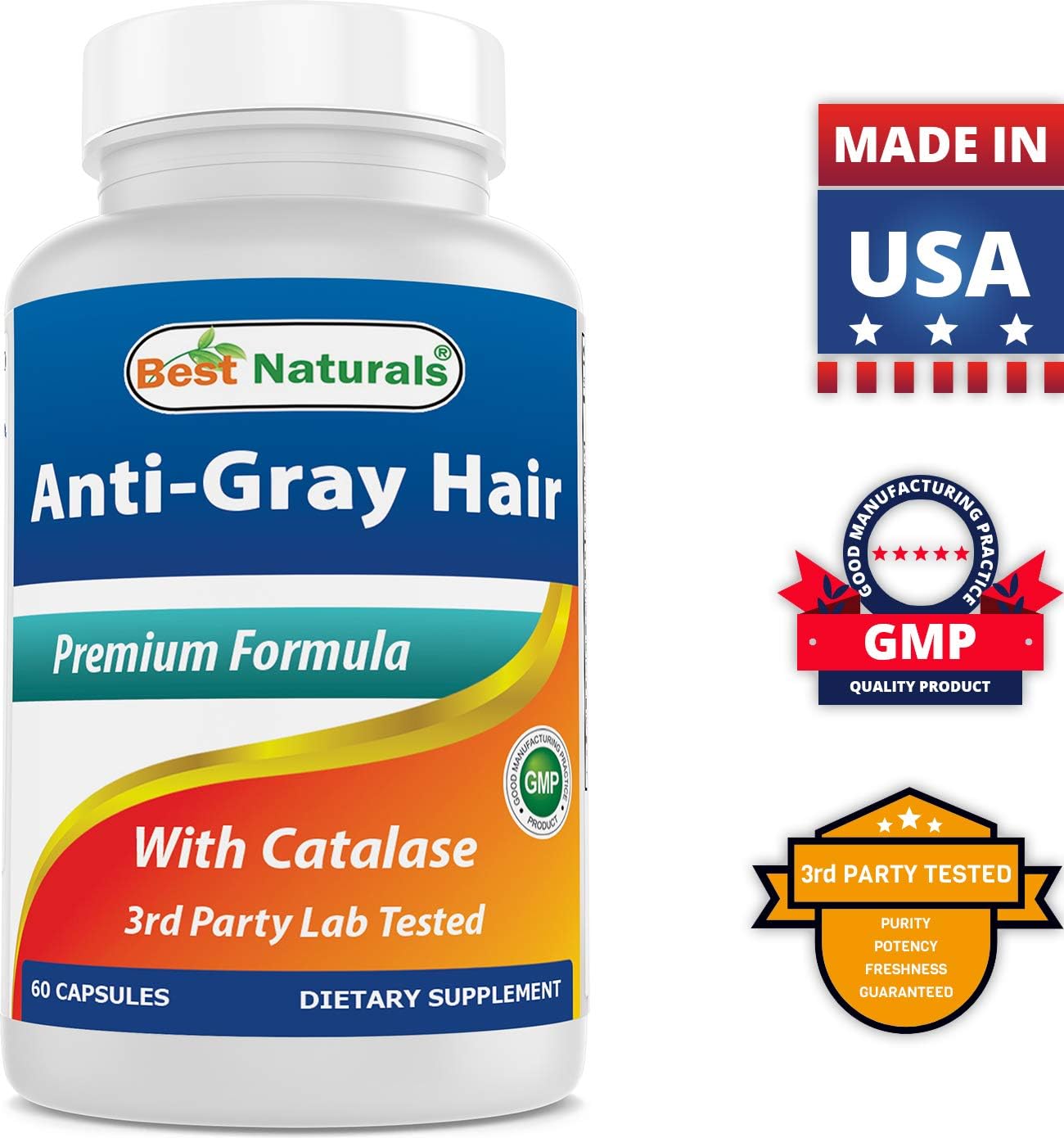 Natural Anti-Gray Hair Formula with 500 Mg Ashwagandha Extract