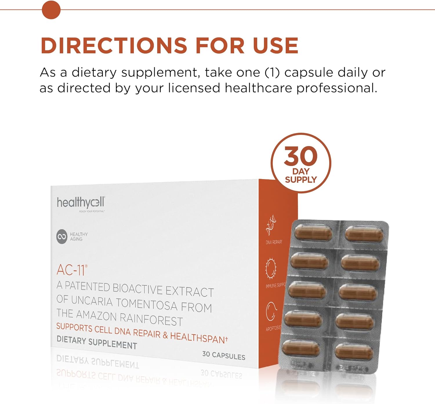 Natural AntiAging Supplements Bundle for Men and Women - AM PM Cell Health Vitamins with AC-11 for DNA Repair, Energy, and Sleep